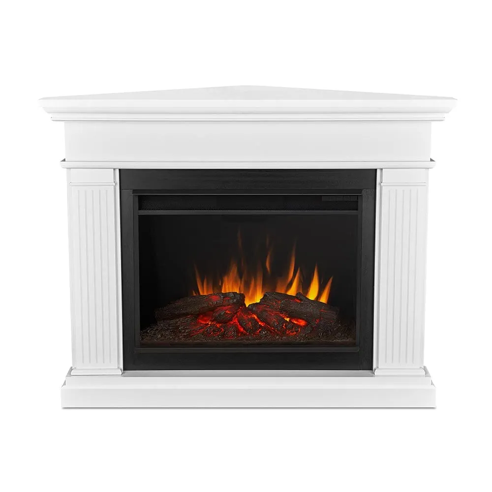 Kennedy Grand Corner Electric Fireplace Mantel Package in White