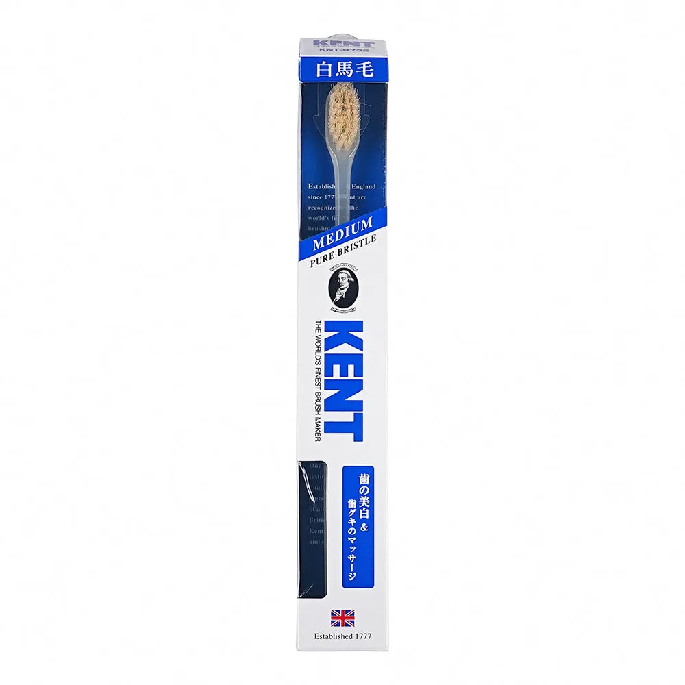 KENT Ikemoto Brush Natural White Horse Bristle Toothbrush Industrial Ikemoto Brush Kent White Horse Hair Toothbrush Ultra Compact Head Ultra Fine Brush Head Removes Tartar Purely Natural Soft Bristles