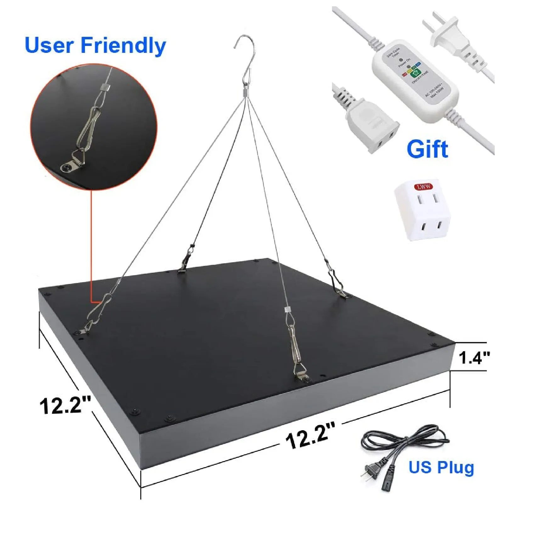 LED Grow Light | Plant Grow Lights for Indoor Plants Full Spectrum 75W Panel Growing Lamp with Timer | 2 pack