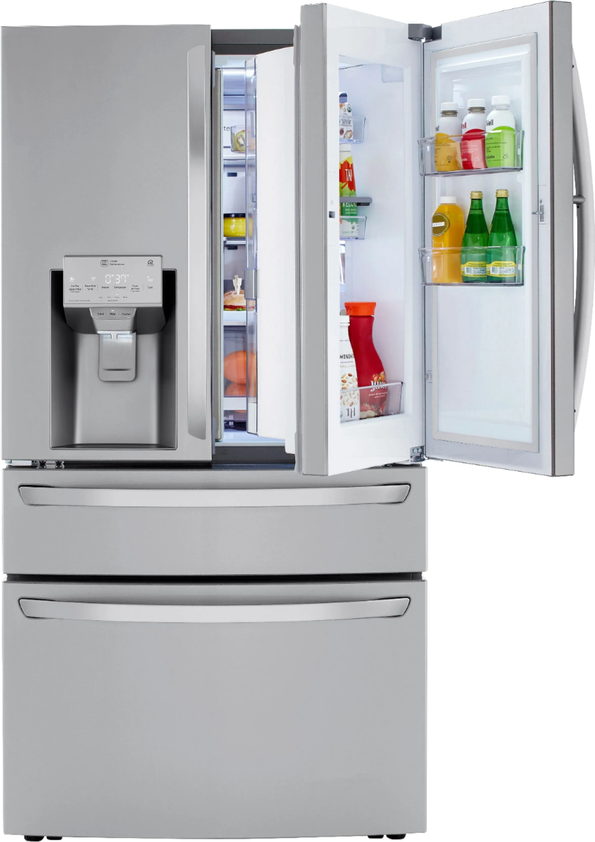 LG - 22.5 Cu. Ft. 4-Door French Door Counter-Depth Refrigerator with Door-in-Door and Craft Ice - PrintProof Stainless Steel