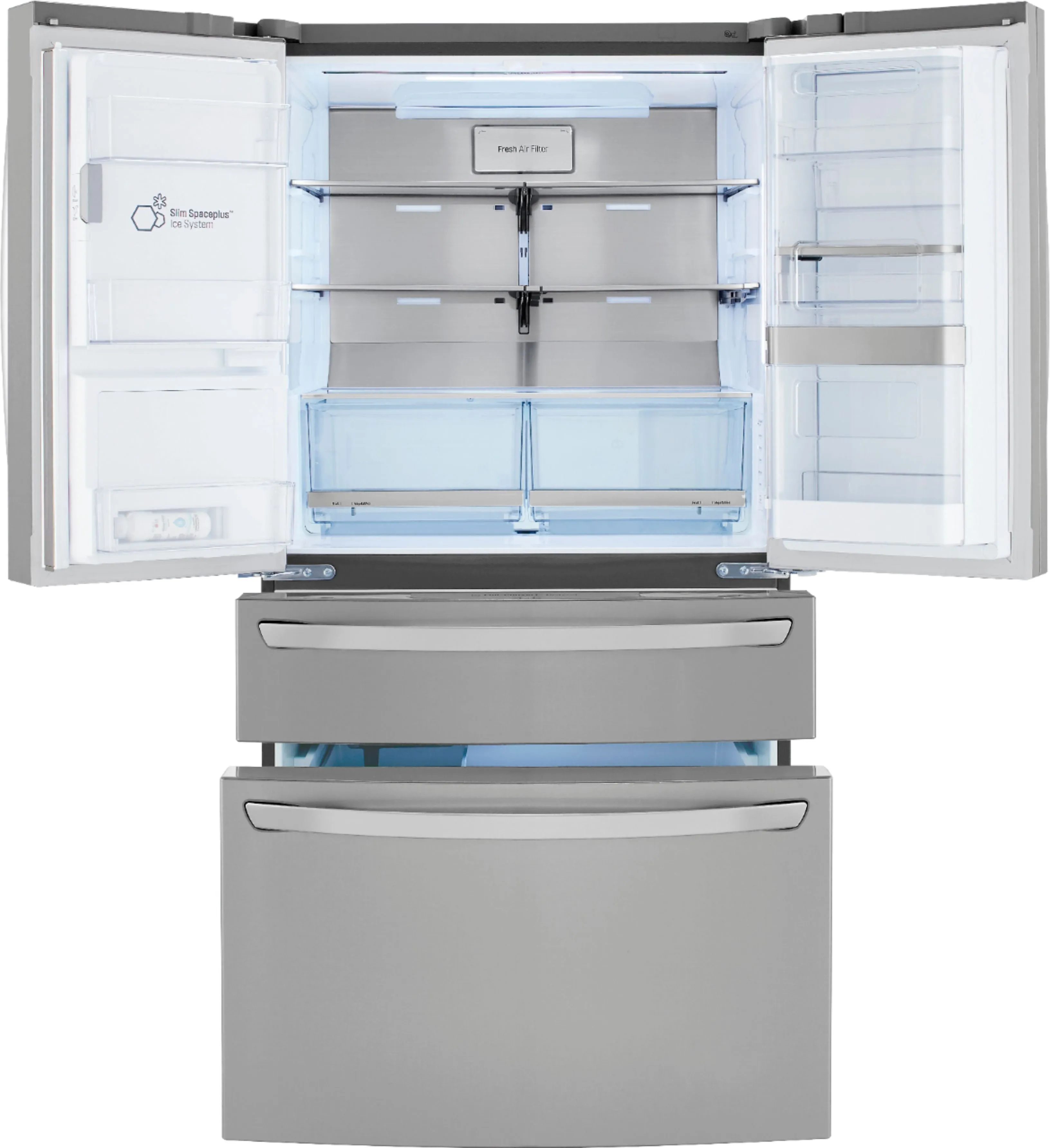 LG - 22.5 Cu. Ft. 4-Door French Door Counter-Depth Refrigerator with Door-in-Door and Craft Ice - PrintProof Stainless Steel