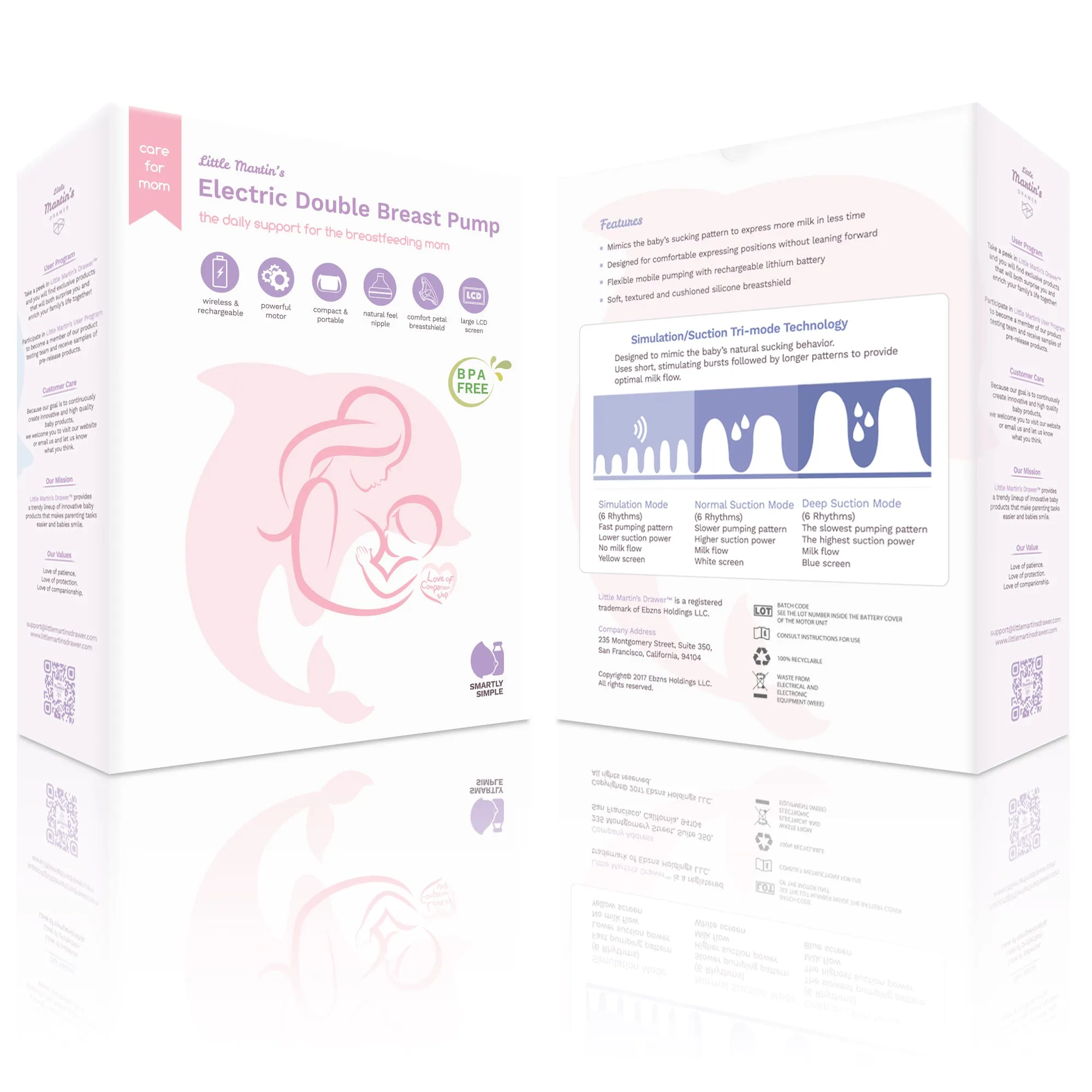 Little Martin’s Electric Double Breast Pump With Rechargeable Battery (Pink)