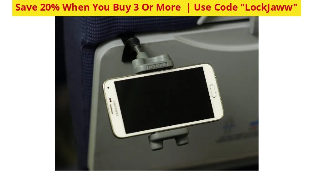 Lockjaww in-Flight Device Holder for iPhone Android, and Small Tablets - Ships Quick!