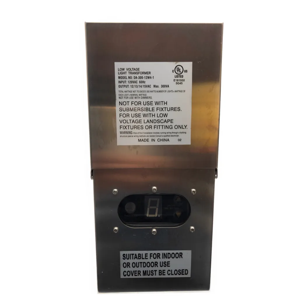 LUME-PRO Low Voltage Transformer Stainless Steel 300W with Digital Timer & Photocell Build-In