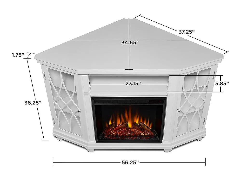 Lynette Corner Electric Fireplace TV Stand in White