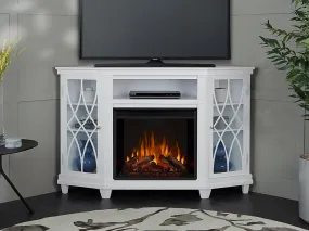 Lynette Corner Electric Fireplace TV Stand in White