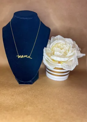 Mama Script Necklace - Gold