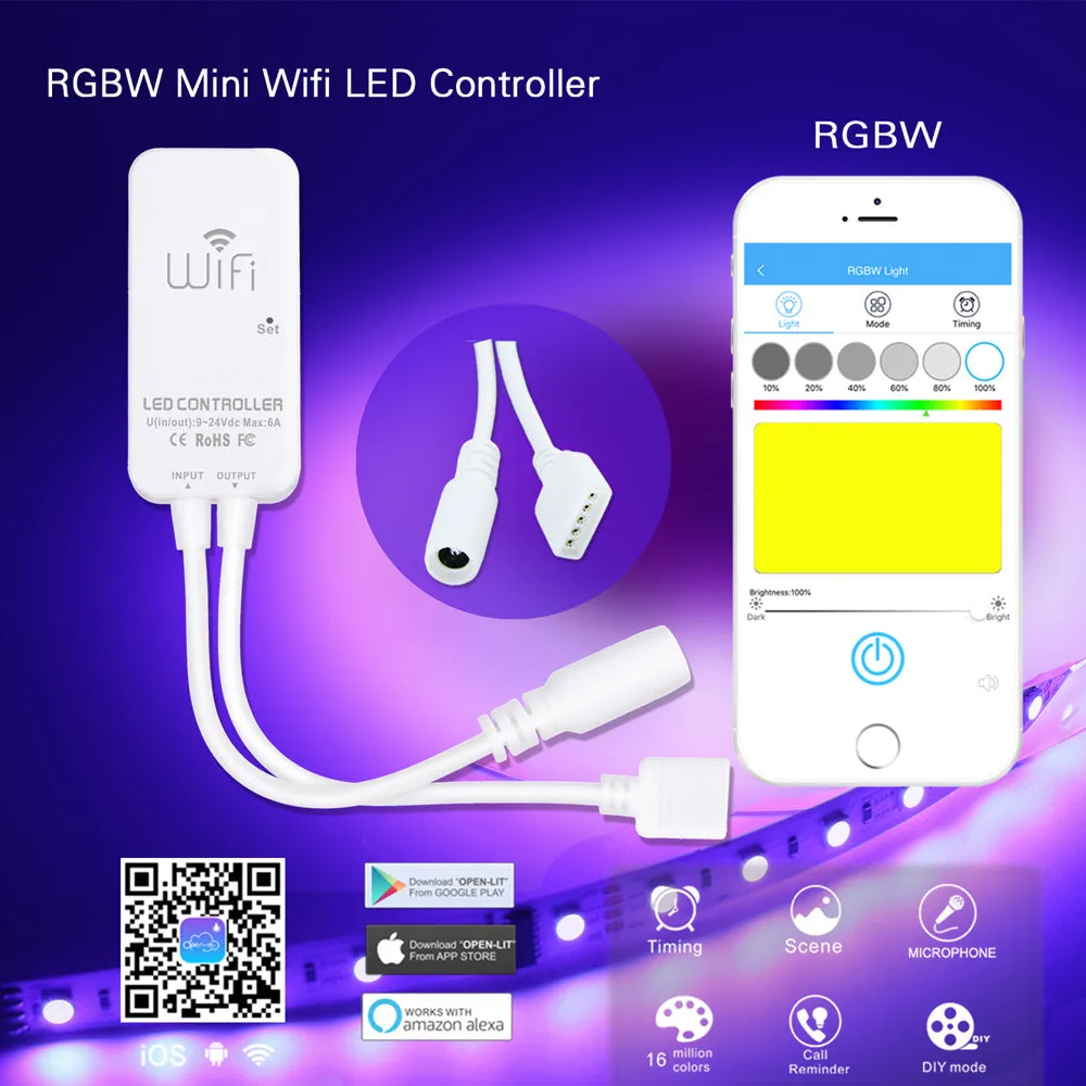 Mini WiFi APP LED Strip Controller for 3528 5050 Single Color RGB RGBW RGBCCT Alexa Voice DC9V-24V