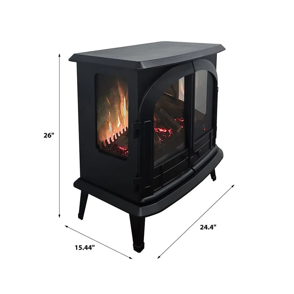 Modern Ember 26-in Smart Black Electric Fireplace Stove Heater