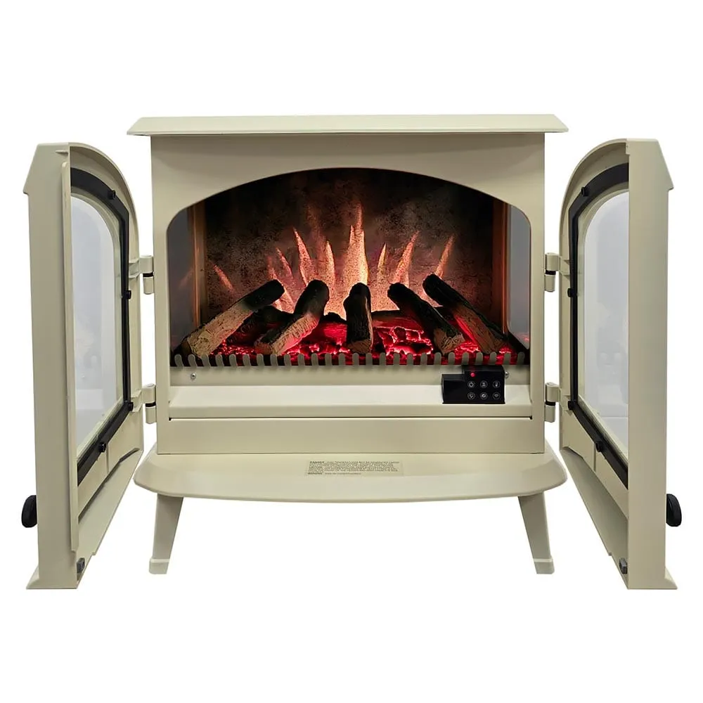 Modern Ember 26-in Smart Cream Electric Fireplace Stove Heater