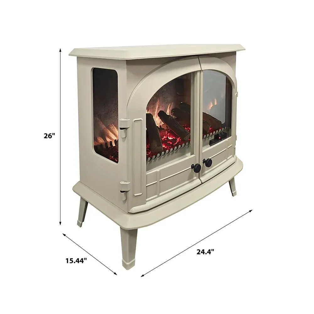 Modern Ember 26-in Smart Cream Electric Fireplace Stove Heater