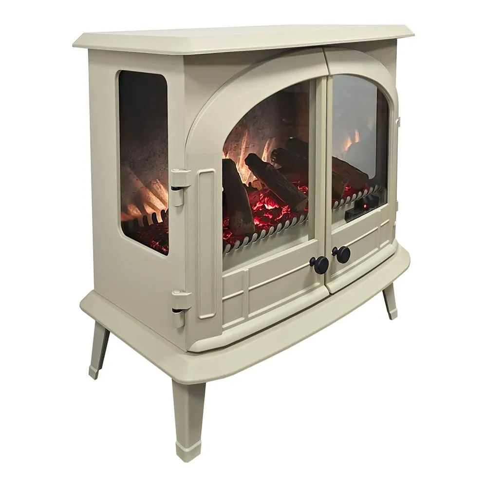 Modern Ember 26-in Smart Cream Electric Fireplace Stove Heater