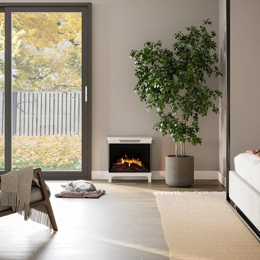 Modern Ember Smart 3-Sided Taupe Mist Electric Fireplace Stove Heater