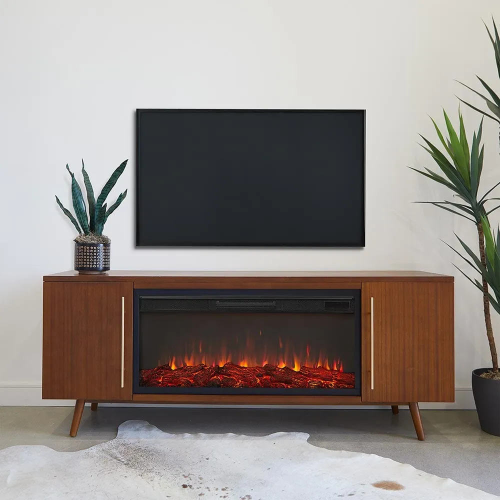 Morris 72-in Electric Fireplace TV Stand in Vintage Black Maple