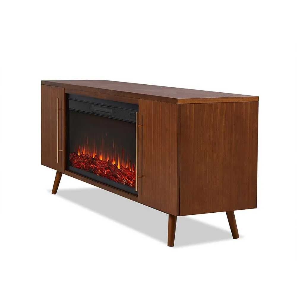 Morris 72-in Electric Fireplace TV Stand in Vintage Black Maple