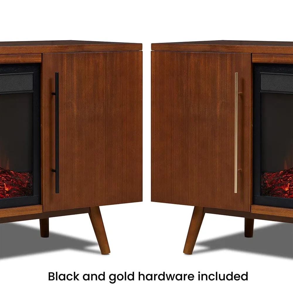 Morris 72-in Electric Fireplace TV Stand in Vintage Black Maple