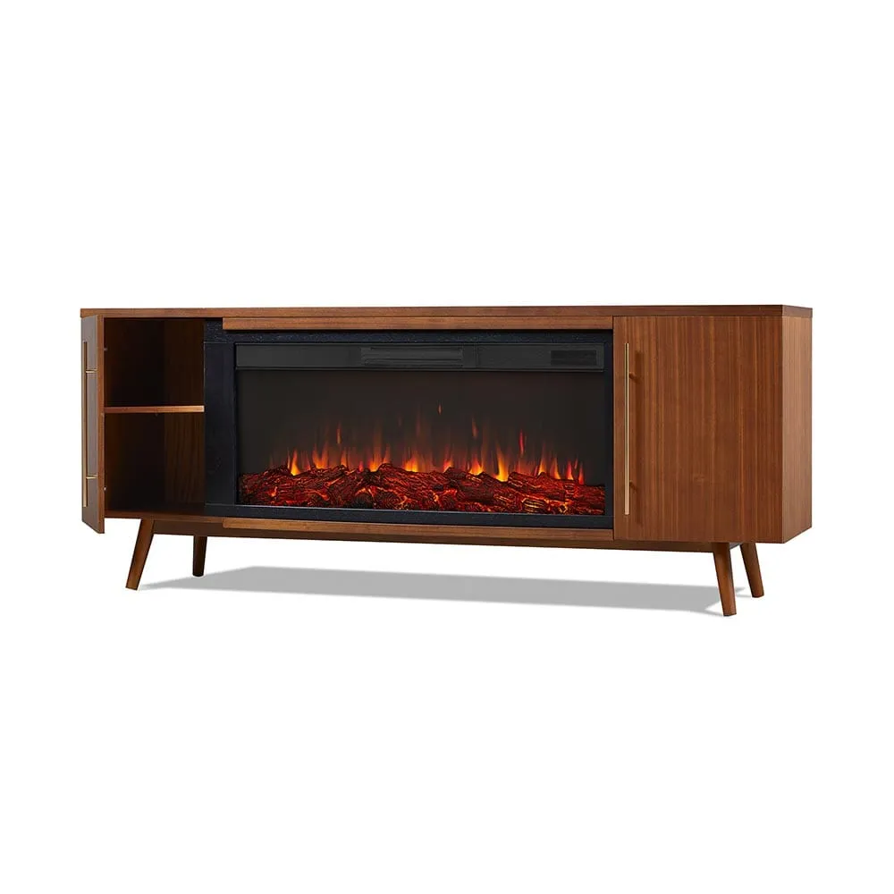 Morris 72-in Electric Fireplace TV Stand in Vintage Black Maple