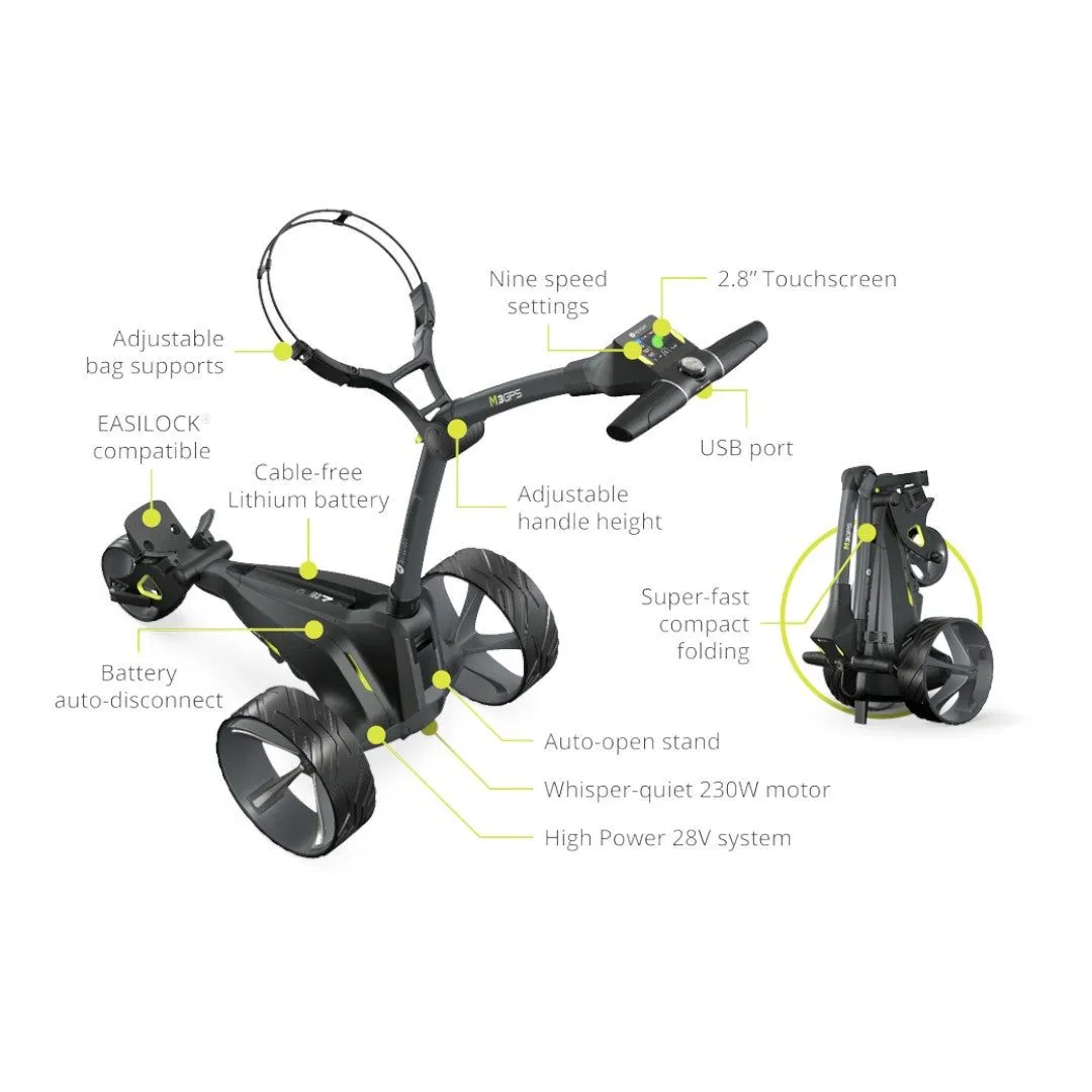 Motocaddy 2024 M3 GPS Electric Golf Trolley | 18 Hole Lithium Battery