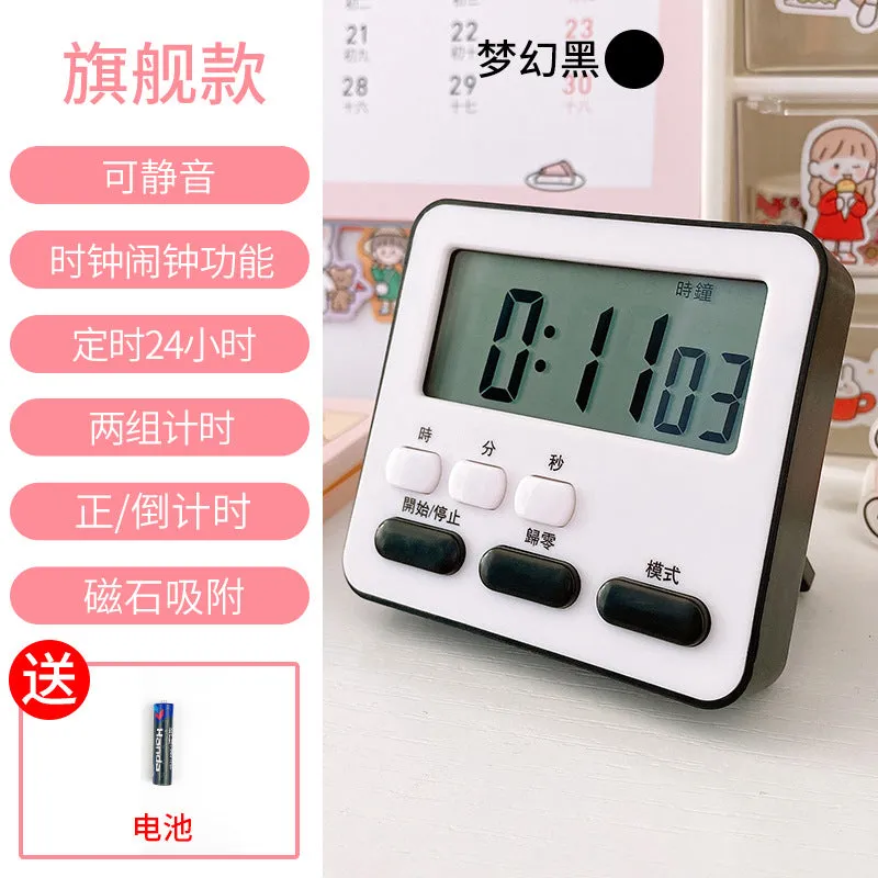 Mute Electronic Timer Time Management Reminder Student Learning to Do Questions Postgraduate Entrance Examination Timer Alarm Clock Dual-Use