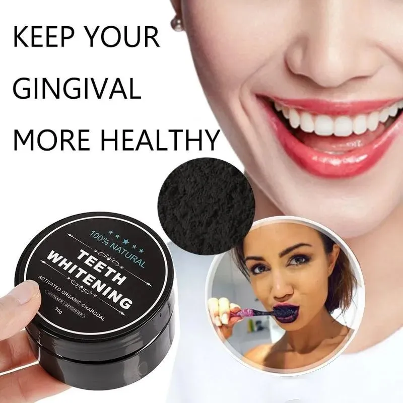 Natural Bamboo Charcoal Teeth Whitening Powder Set Strong Formula Whiten Tooth Powder with Toothbrush for Oral Hygiene Cleaning