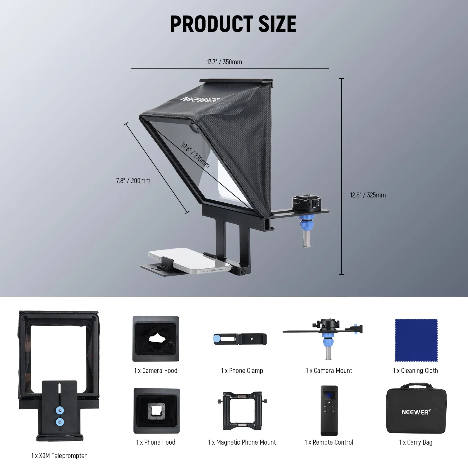 NEEWER X9M 9" Aluminum Alloy Teleprompter