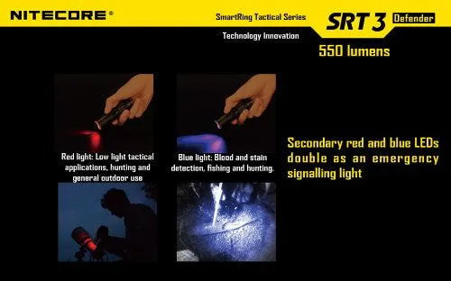 Nitecore SRT3 Defender Cree XM-L2 LED 550 Lumen Flashlight-Black