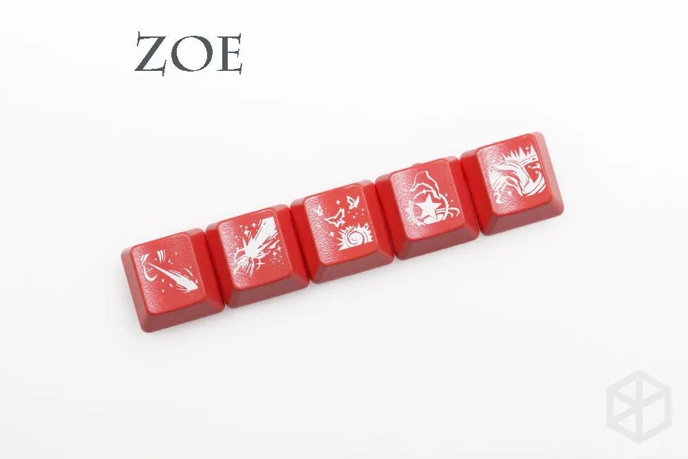 Novelty Shine Through Keycaps ABS Etched  lol black red r2 hero skill Zoe Team