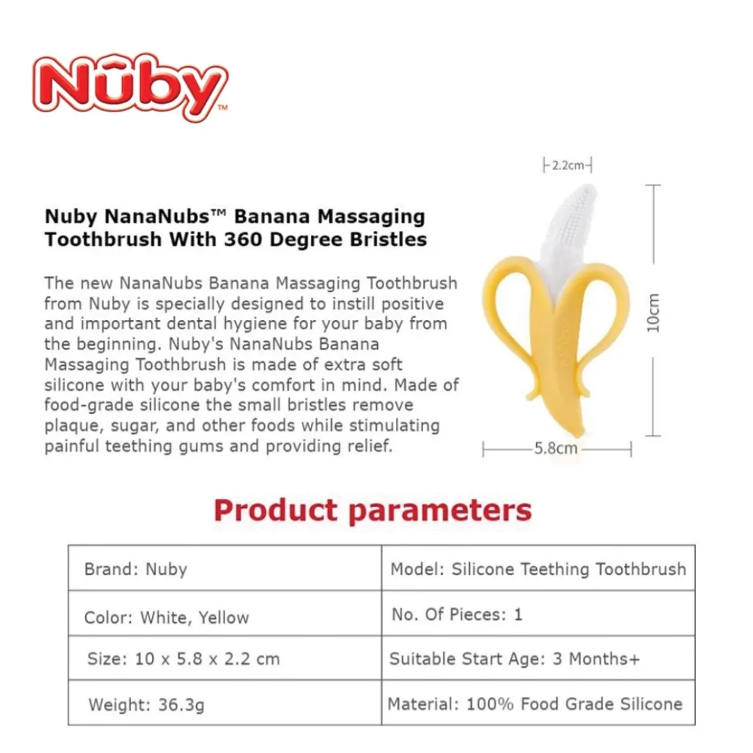 Nuby Banana Toothbrush with 360 Degree Bristles (3m )