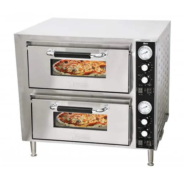 Omcan 39580 18" Commercial Double Deck Countertop Pizza Oven - 240V, 3200W