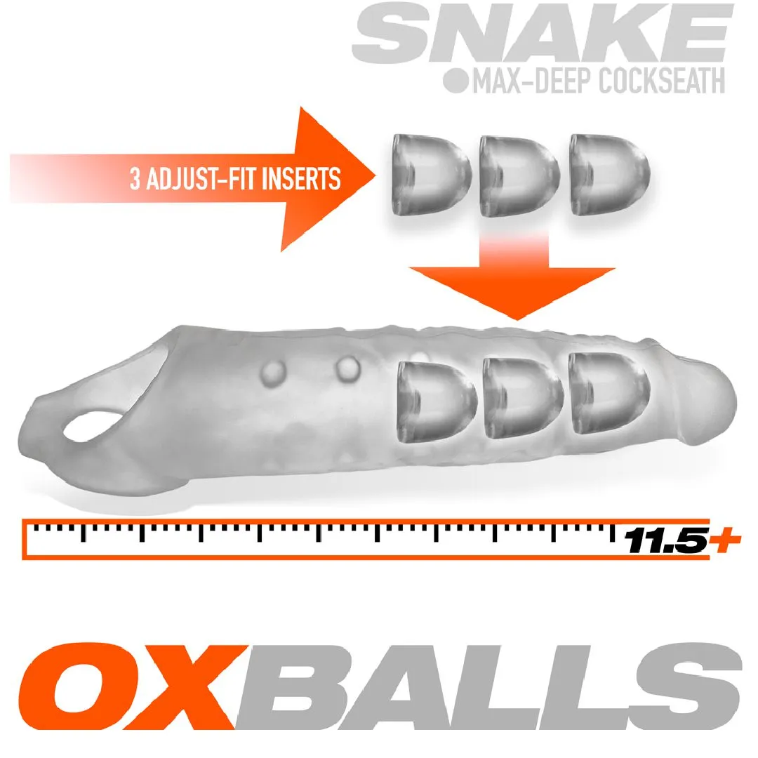 Oxballs Snake Extra Long 11 Inch Cock Sheath with Ball Strap - Clear