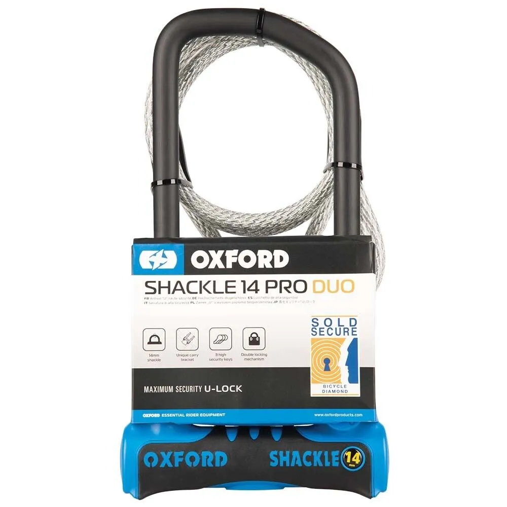 Oxford Shackle14 Pro Duo U-Lock 320mm x 177mm   cable