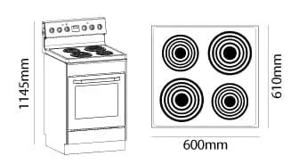 Parmco 600mm White Freestanding Stove 4 Function with Coil Cooktop FS60WR4