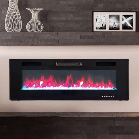 PHI VILLA 50" Upgraded Insert Wall Mounted Electric Fireplace, 750/1500W