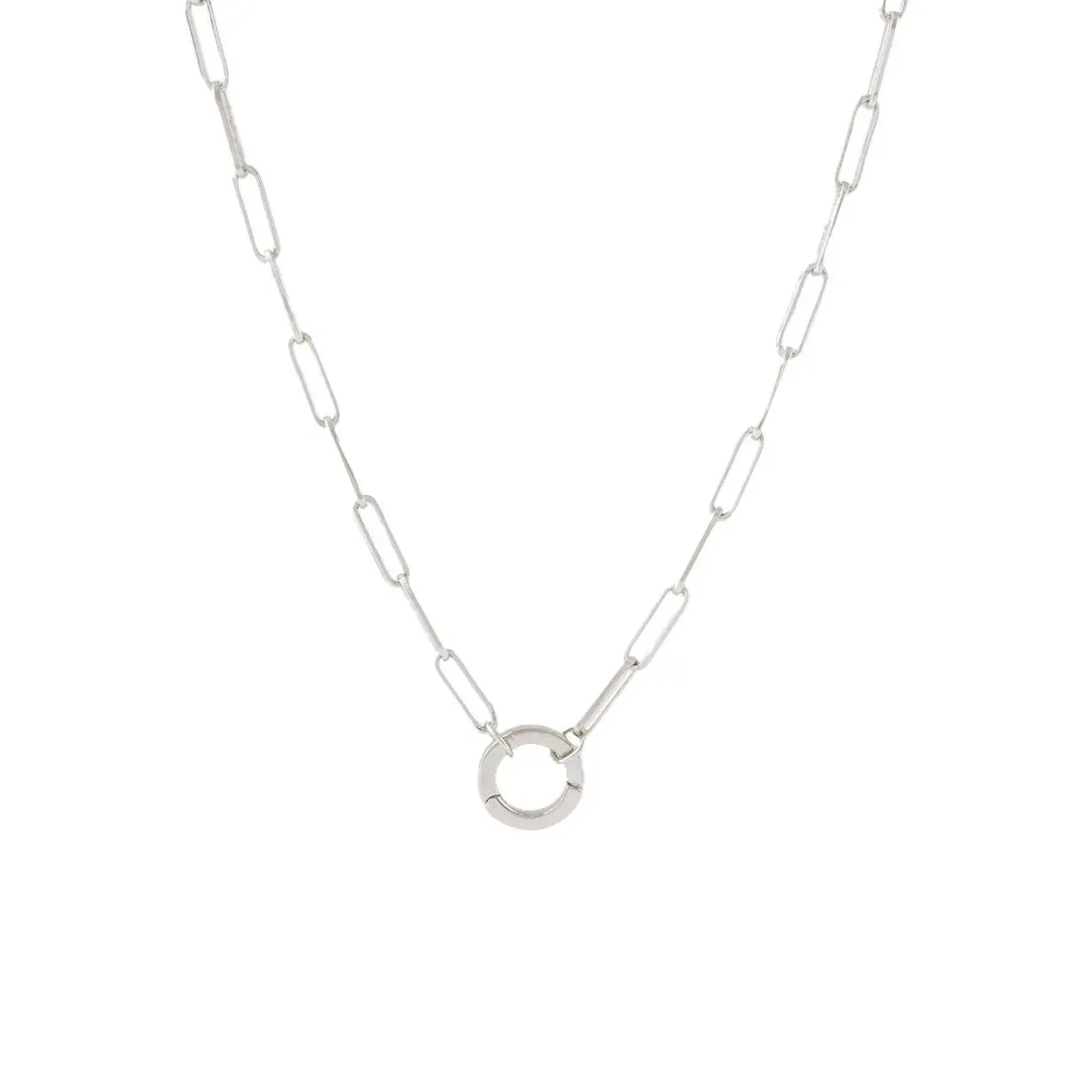 POISE OVAL LINK OPEN ENDED NECKLACE - SILVER - CHOOSE CONNECTOR