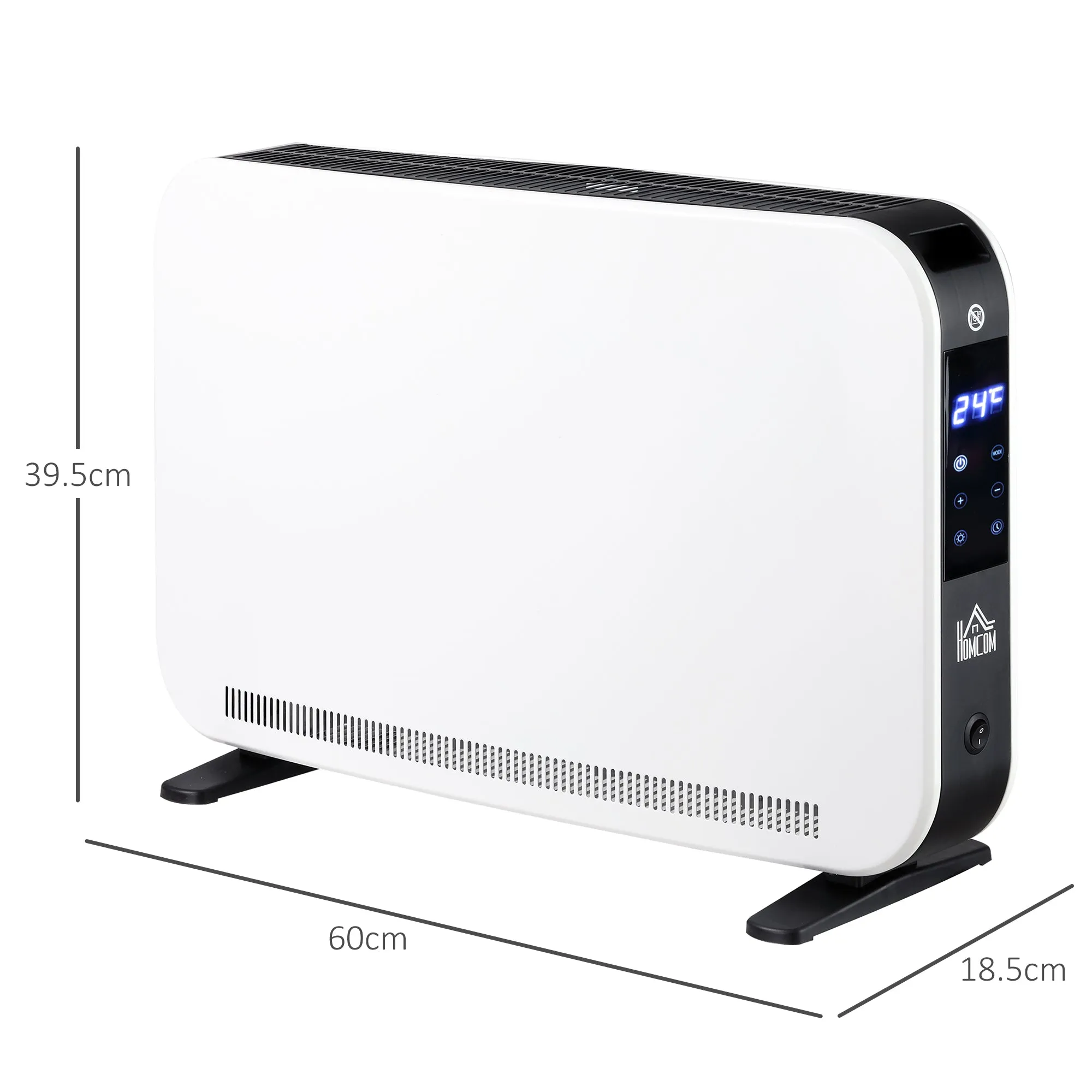 Portable Convector Heater with 24H Timer Adjustable Temperature White