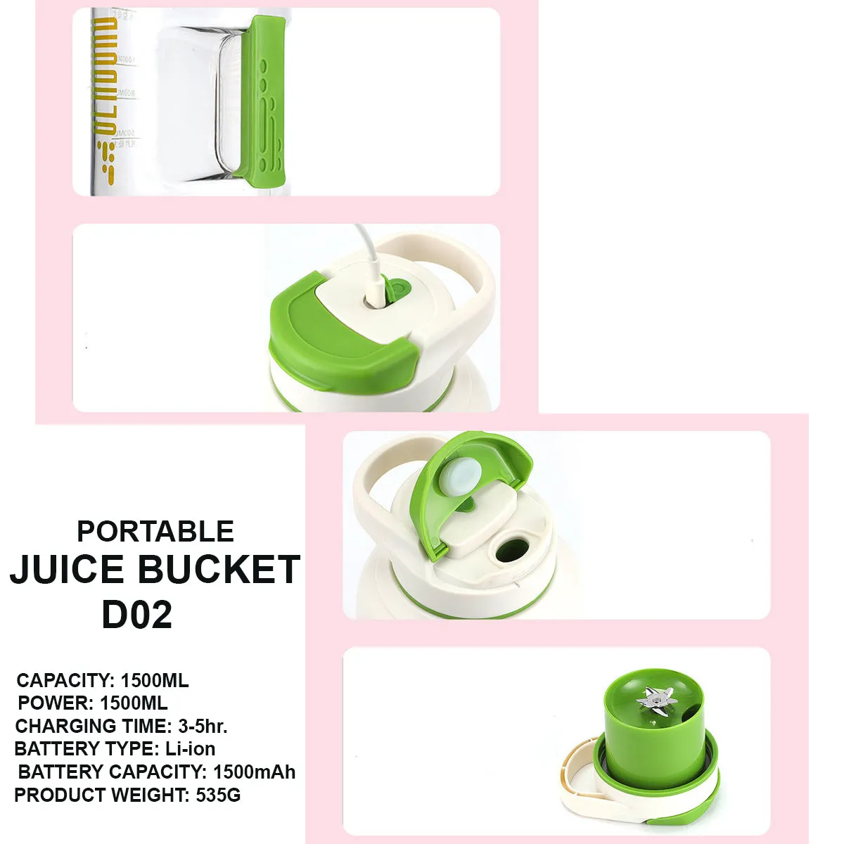 Portable Electric Juice Bucket 1500ml D02