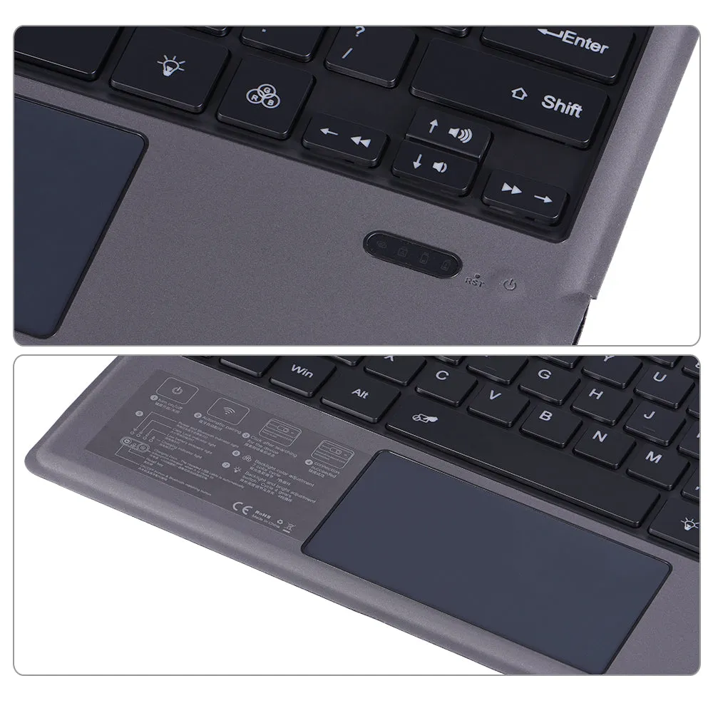 Portable Ultra-Thin Backlit Wireless BT Keyboard with Large Touchpad