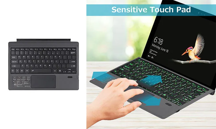 Portable Ultra-Thin Backlit Wireless BT Keyboard with Large Touchpad