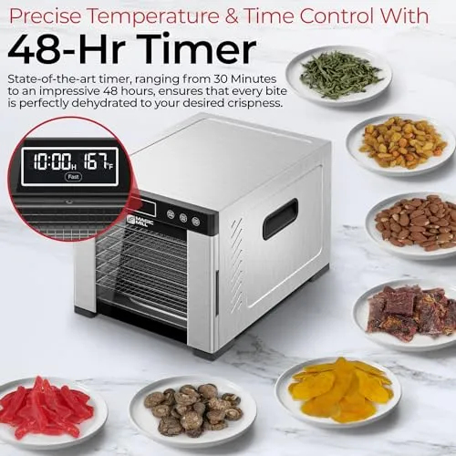 Pro Food Dehydrator Machine | 7 Stainless Steel Trays, Digital Timer and Temperature Control