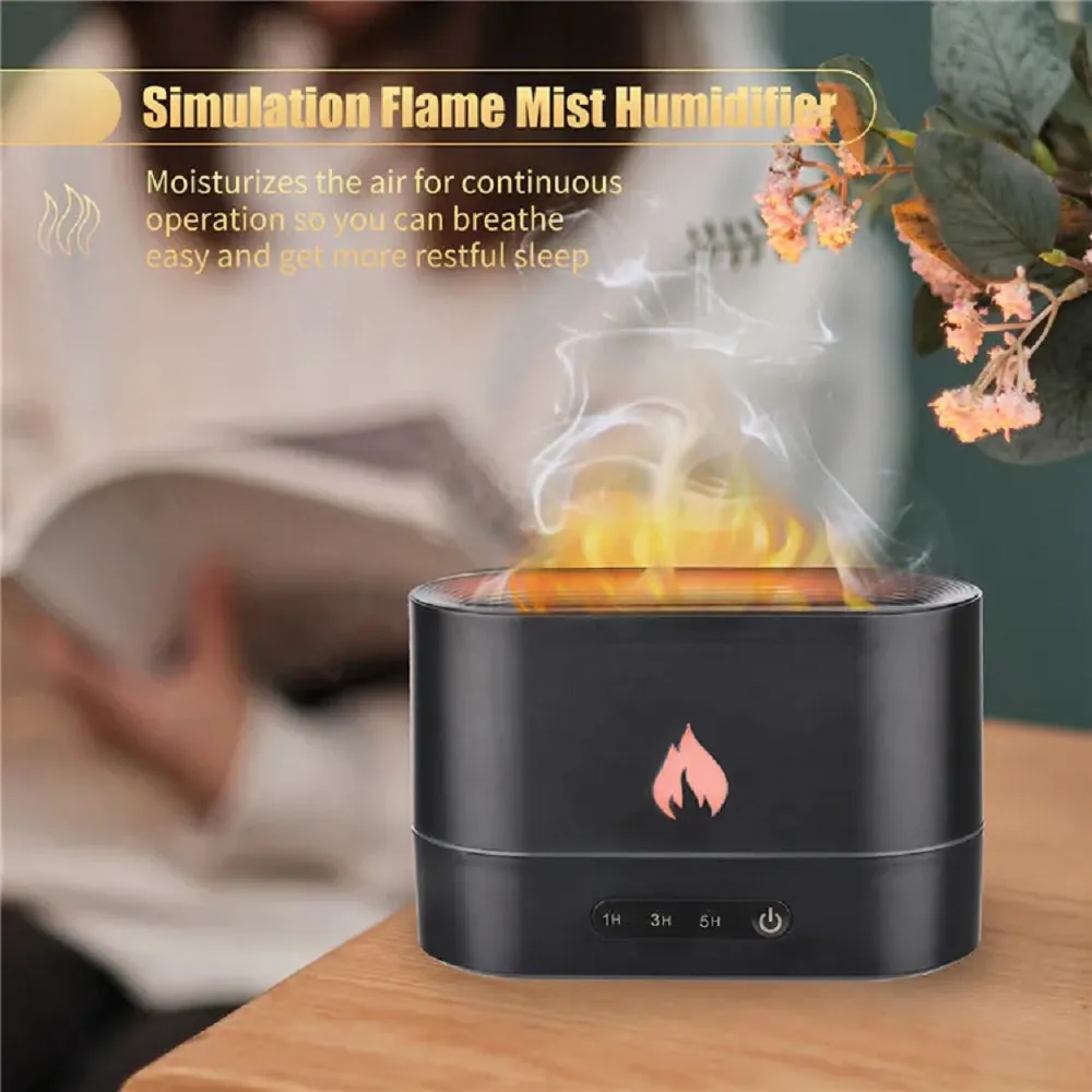 Realistic Flame Humidifier USB Diffuser 250ml Black GOMINIMO