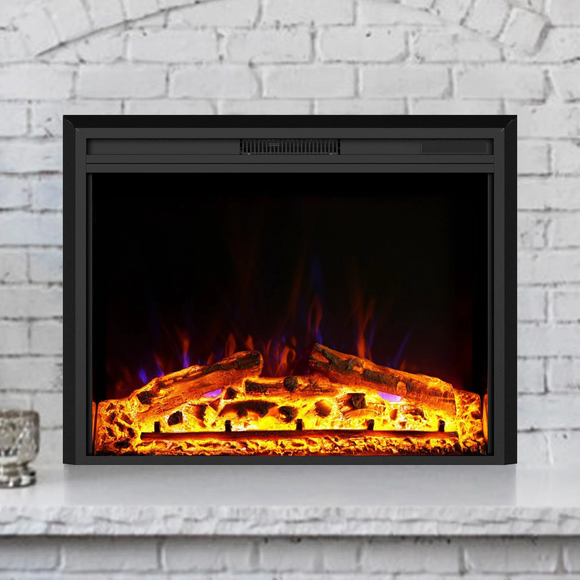 Recessed and Wall Mounted Electronic Fireplace with Remote Control