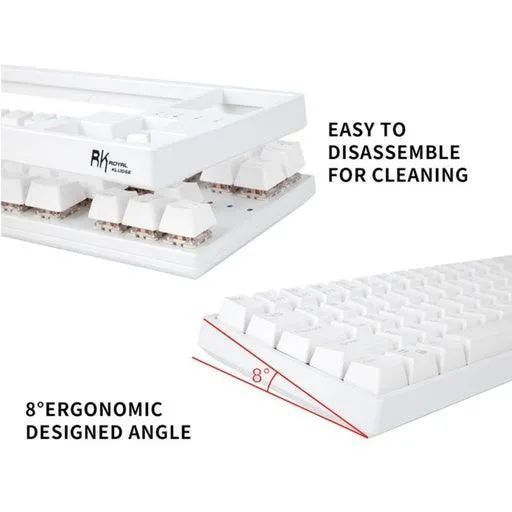 Royal Kludge RK871 Wired Tri Mode Bluetooth RGB Hot Swappable Mechanical Keyboard White (Brown Switch)