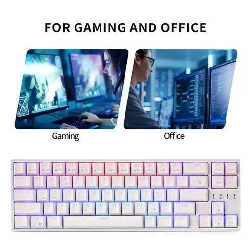 Royal Kludge RK871 Wired Tri Mode Bluetooth RGB Hot Swappable Mechanical Keyboard White (Brown Switch)