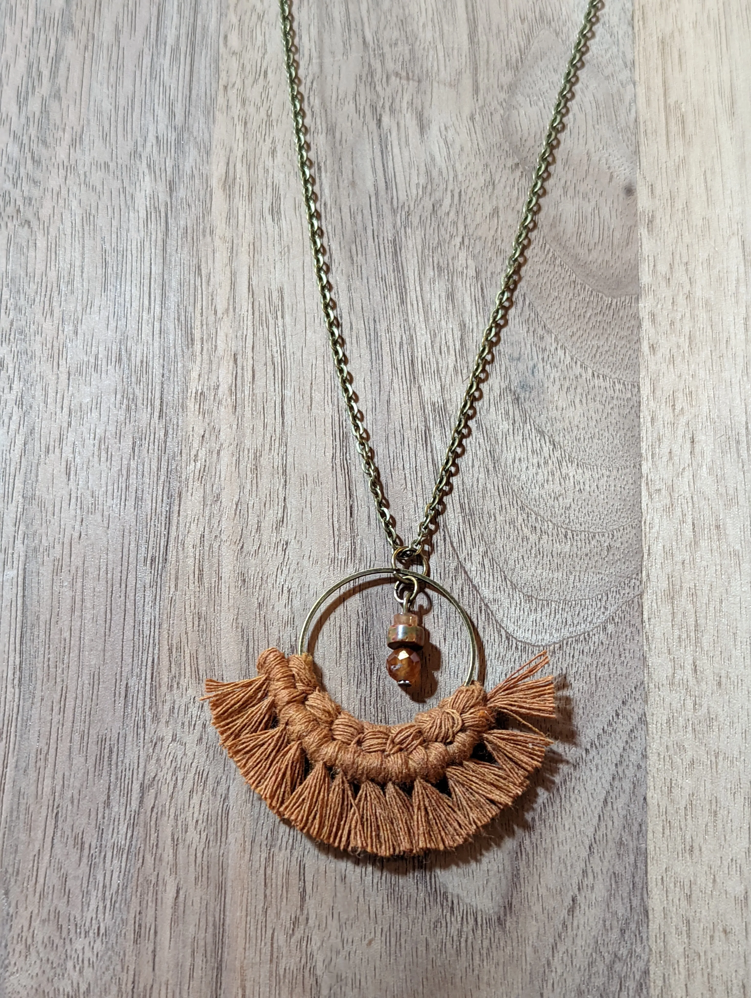 Rust on Thin Antiqued Bronze Ring with Jasper and Hessonite Garnet Stone Accent Necklace