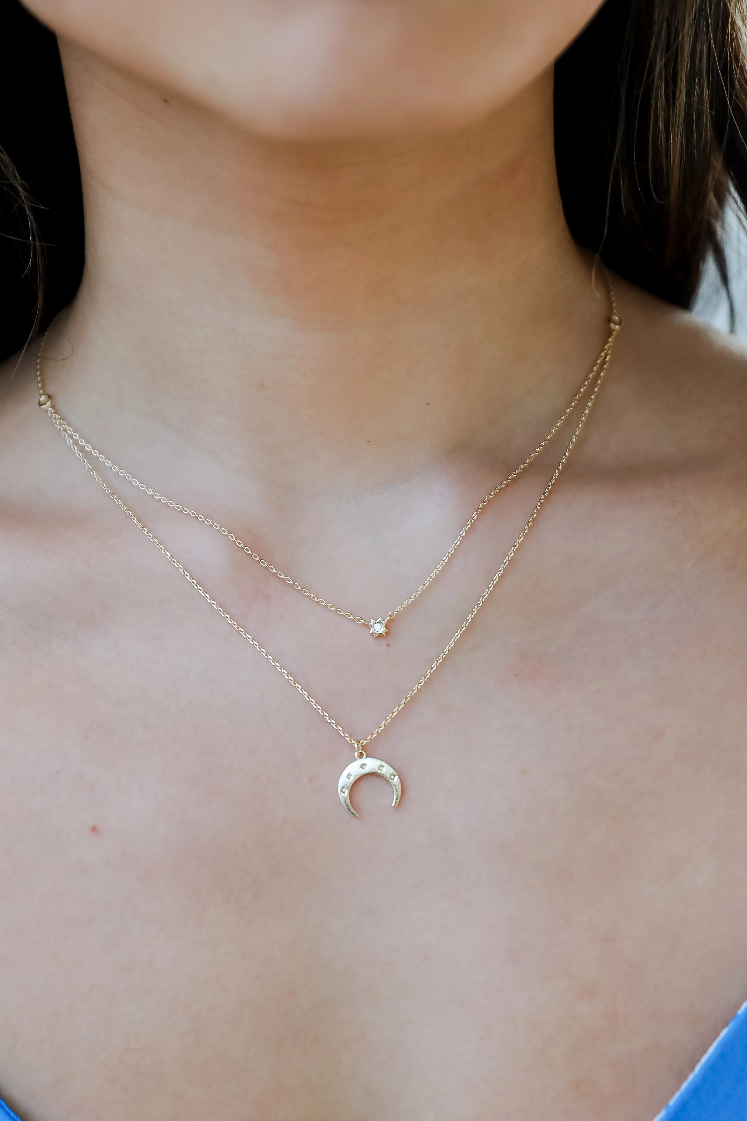 Sami Gold Crescent Horn Layered Necklace