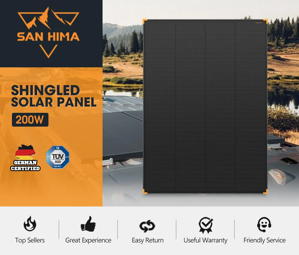 San Hima 200W Solar Panel Kit Mono Shingled Fixed Power Camping Battery Charging