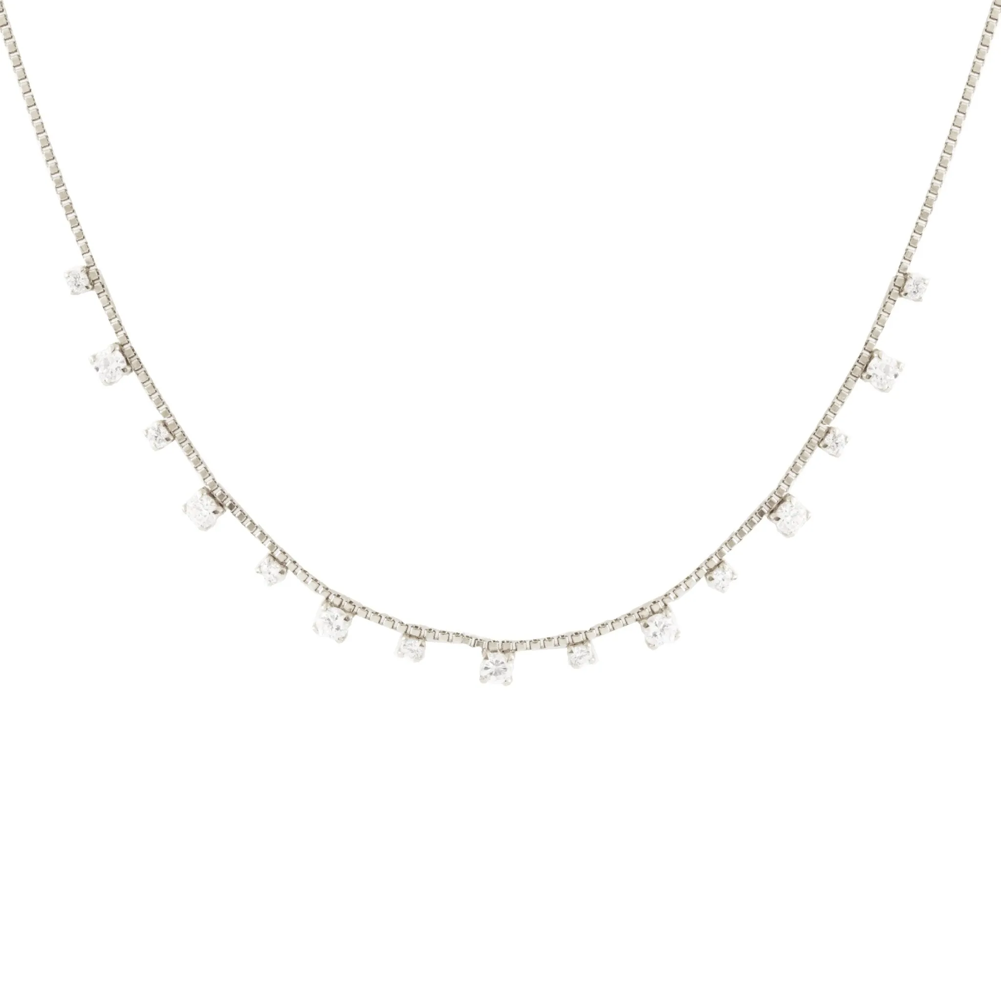 SCATTERED LOVE COLLAR NECKLACE - CUBIC ZIRCONIA & SILVER