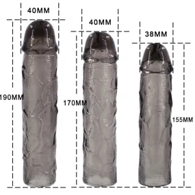 Silicone Penis Extender | Multi Pack | Smoke Crystal | Sleeve | Climax Delay | 3 Pack