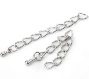 Silver Tone Extender Chains With Chain Drop - 62mm x 4.1mm - 50 Pieces - Z017