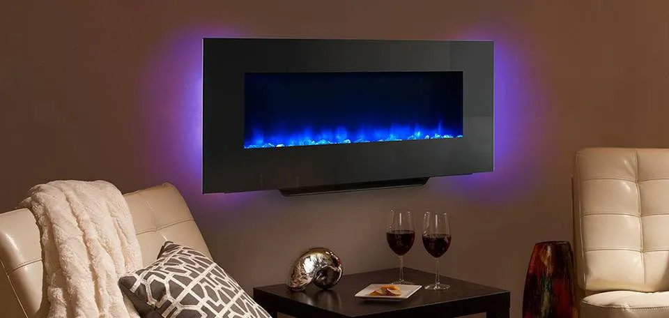 SimpliFire 38-In Black Linear Wall Mount Electric Fireplace